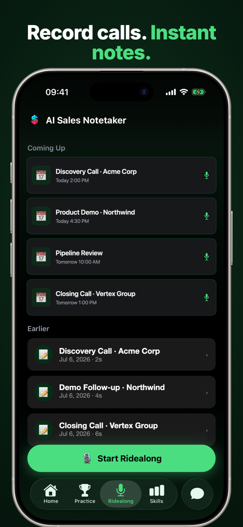 SalesCoach AI — Record & get notes
